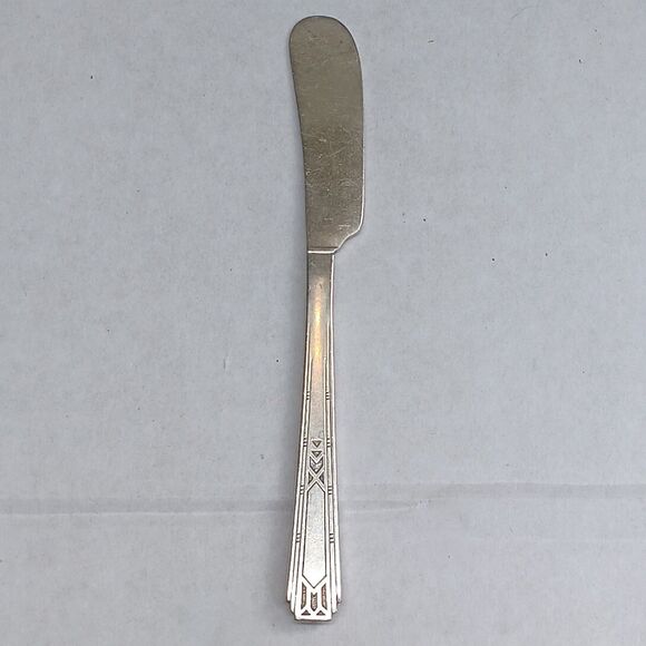 Vtg Oneida Community Friendship Medality Flat Handle Butter Spreader-Tudor Plate - Picture 2 of 4